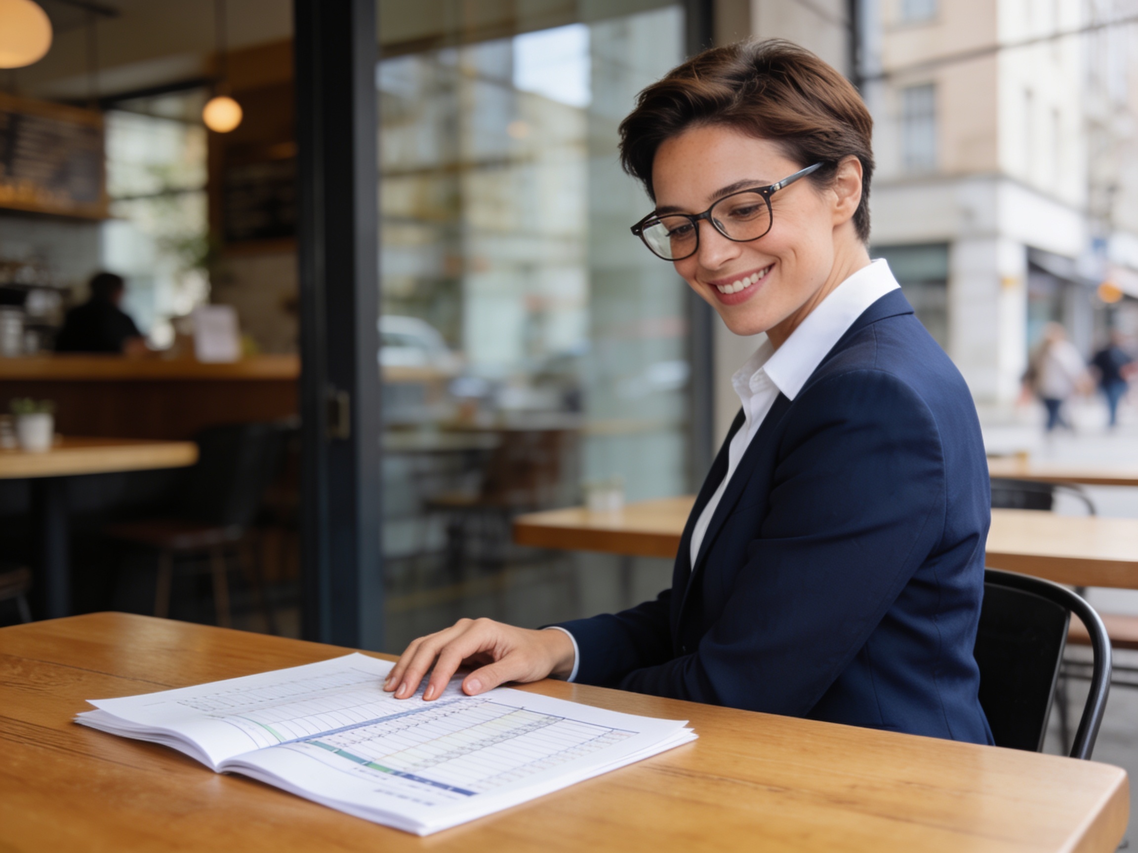 American business owner reviewing financial data reflecting Arcadia local business trends