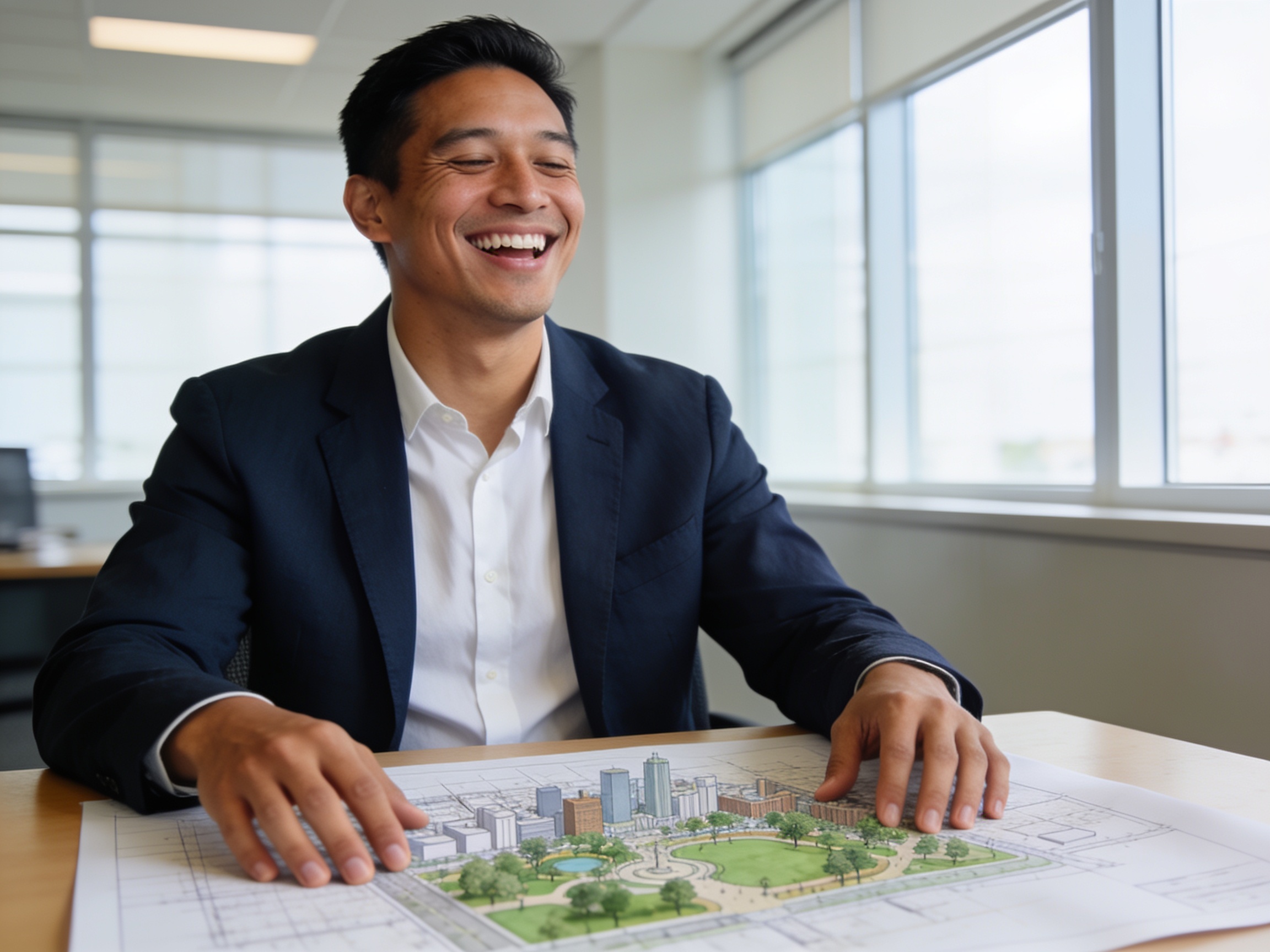 American planner reviewing Arcadia local community news documents